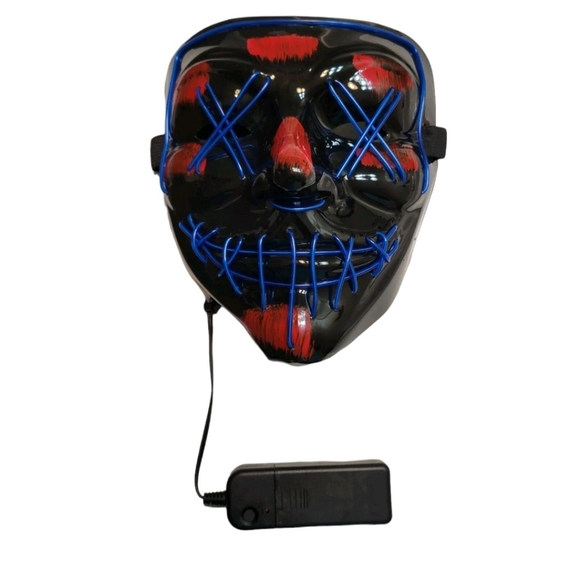 Led Plastic Glow Mask 3 Mode Lighting Halloween Cosplay Rave Club Party Purge - Picture 2 of 6